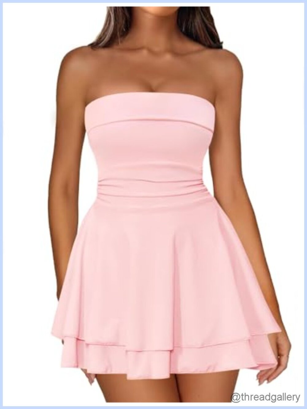 Strapless Tube Top Mini Dress Corset A-Line Ruffle Hem Party Club